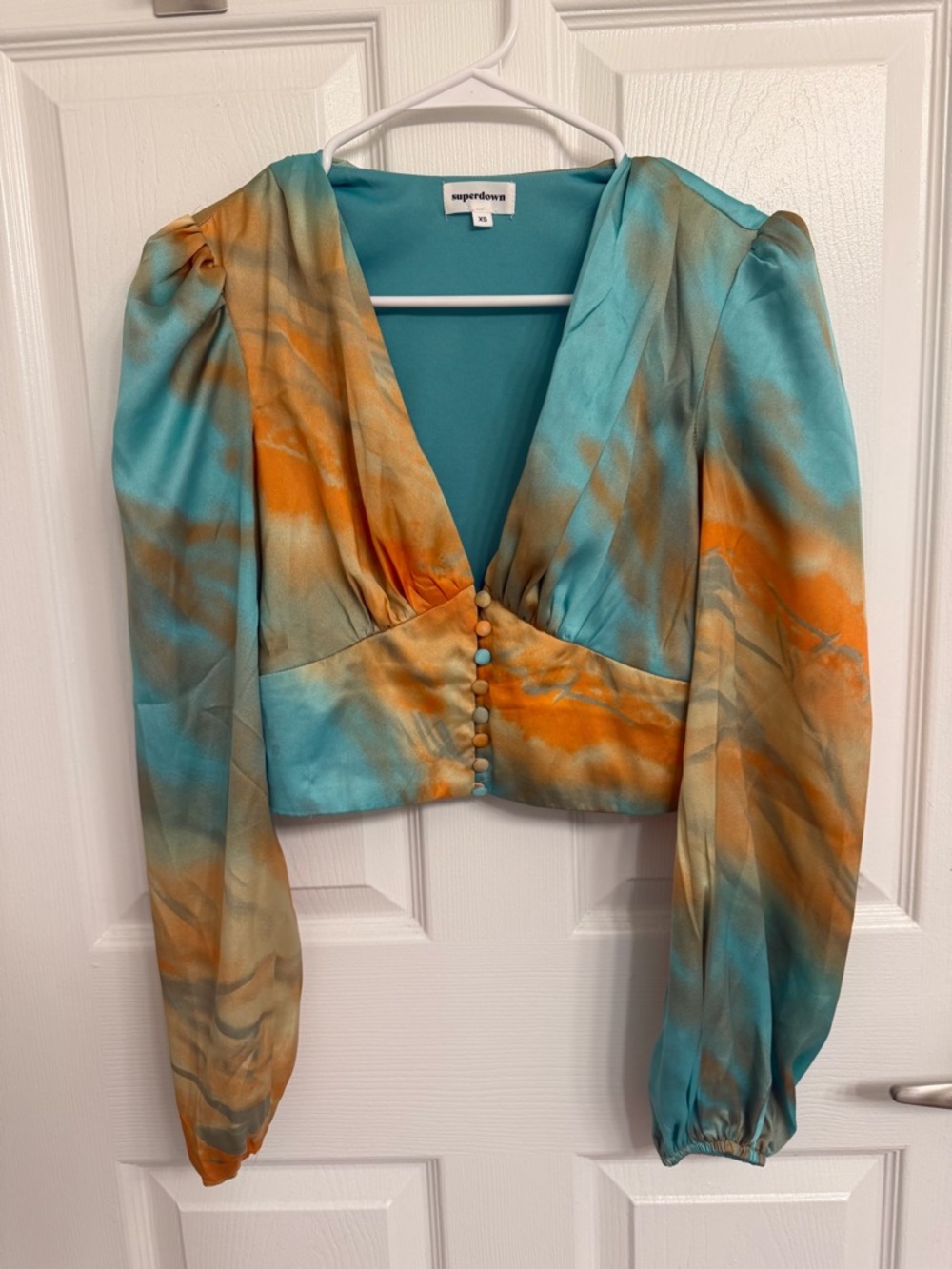 Satin Tie-Front Crop Top in Lavender